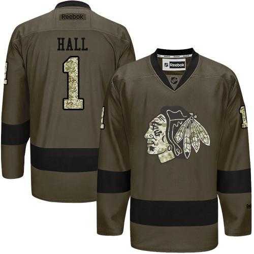 Glued Chicago Blackhawks #1 Glenn Hall Green Salute to Service NHL Jersey,We sell and wholesale Glued Chicago Blackhawks #1 Glenn Hall Green Salute to Service NHL Jersey on line form chian!